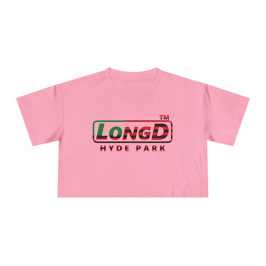 LongD positive flag Hyde Park logo crop tee (Juneteenth colors)