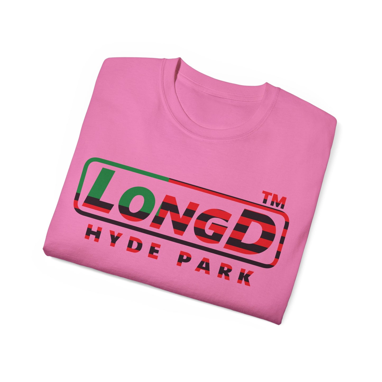 LongD positive flag Hyde Park logo cotton tee (Juneteenth colors)