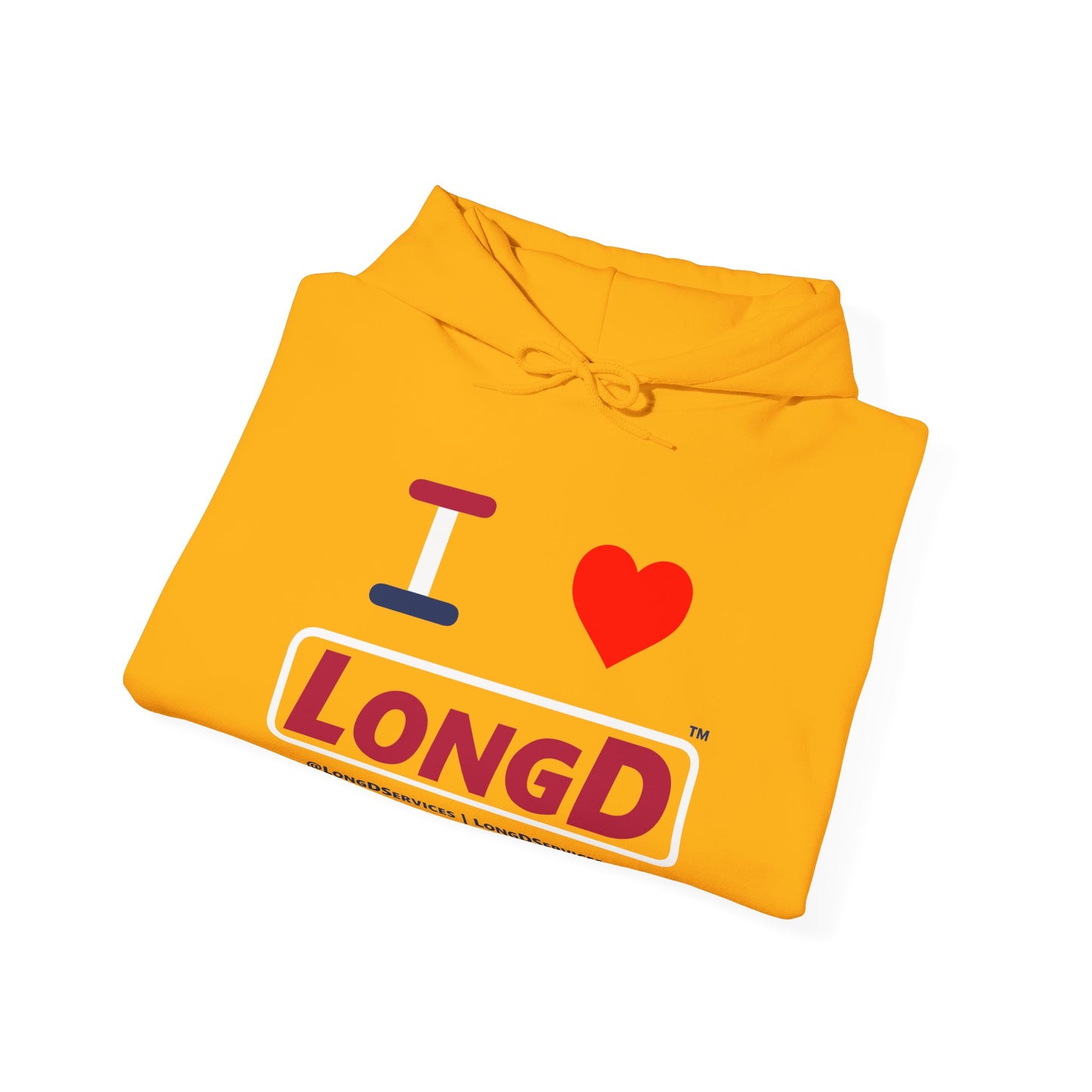 I Luv LongD® Logo Hoodie red, white and blue positive elements