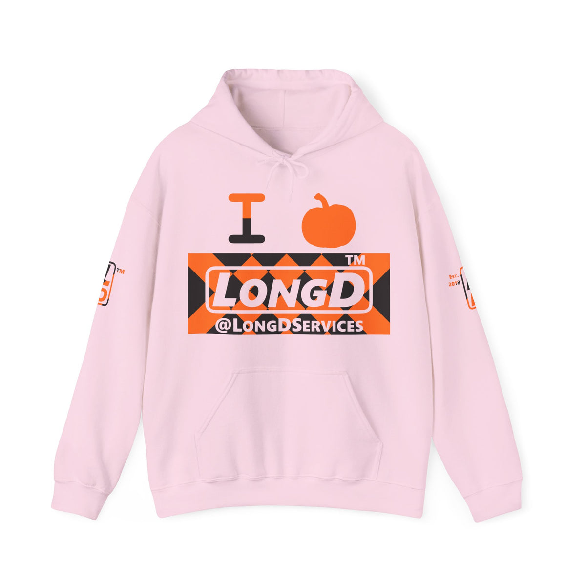 I pumpkin LongD Tag negative stylized argyle 4-print logo hoodie