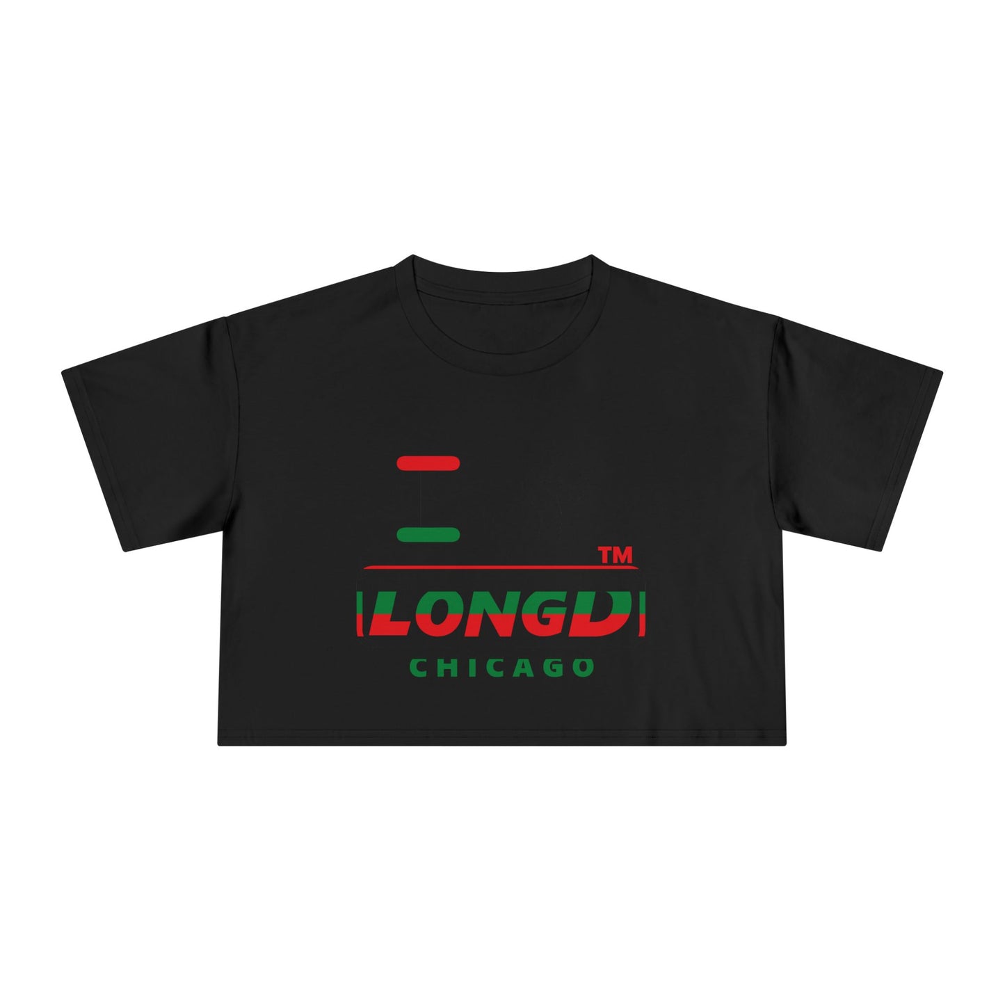 I fist LongD positive horizontal 6-striped Chicago logo crop tee