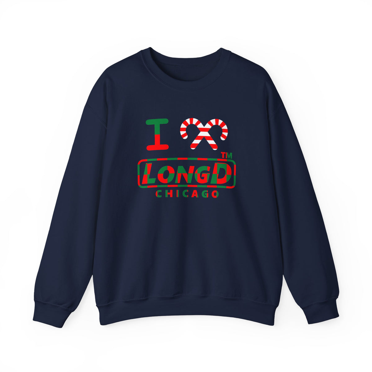 I candy cane LongD Chicago positive checkered logo crewneck sweatshirt