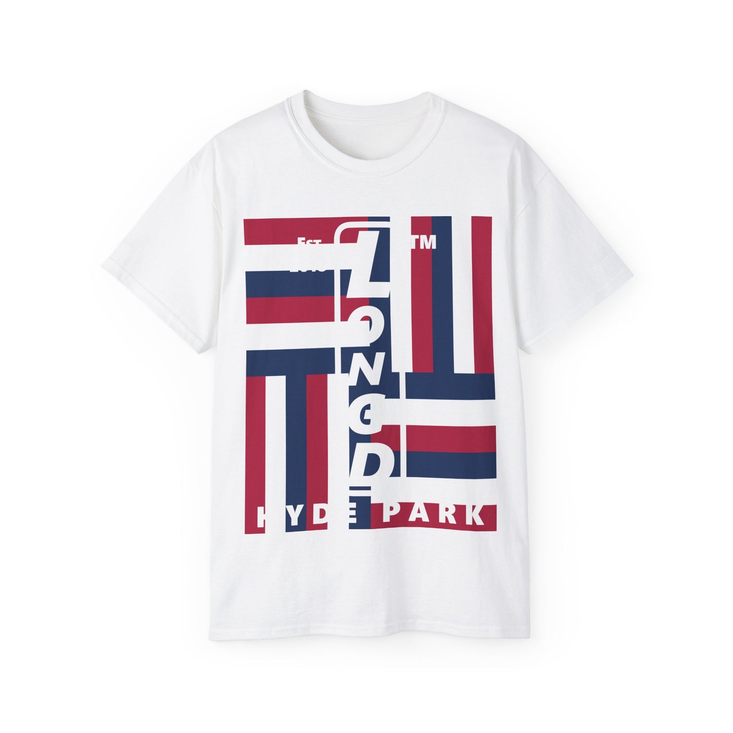 LongD cotton tee negative windmill Hyde Park upright logo (Patriotic colors)