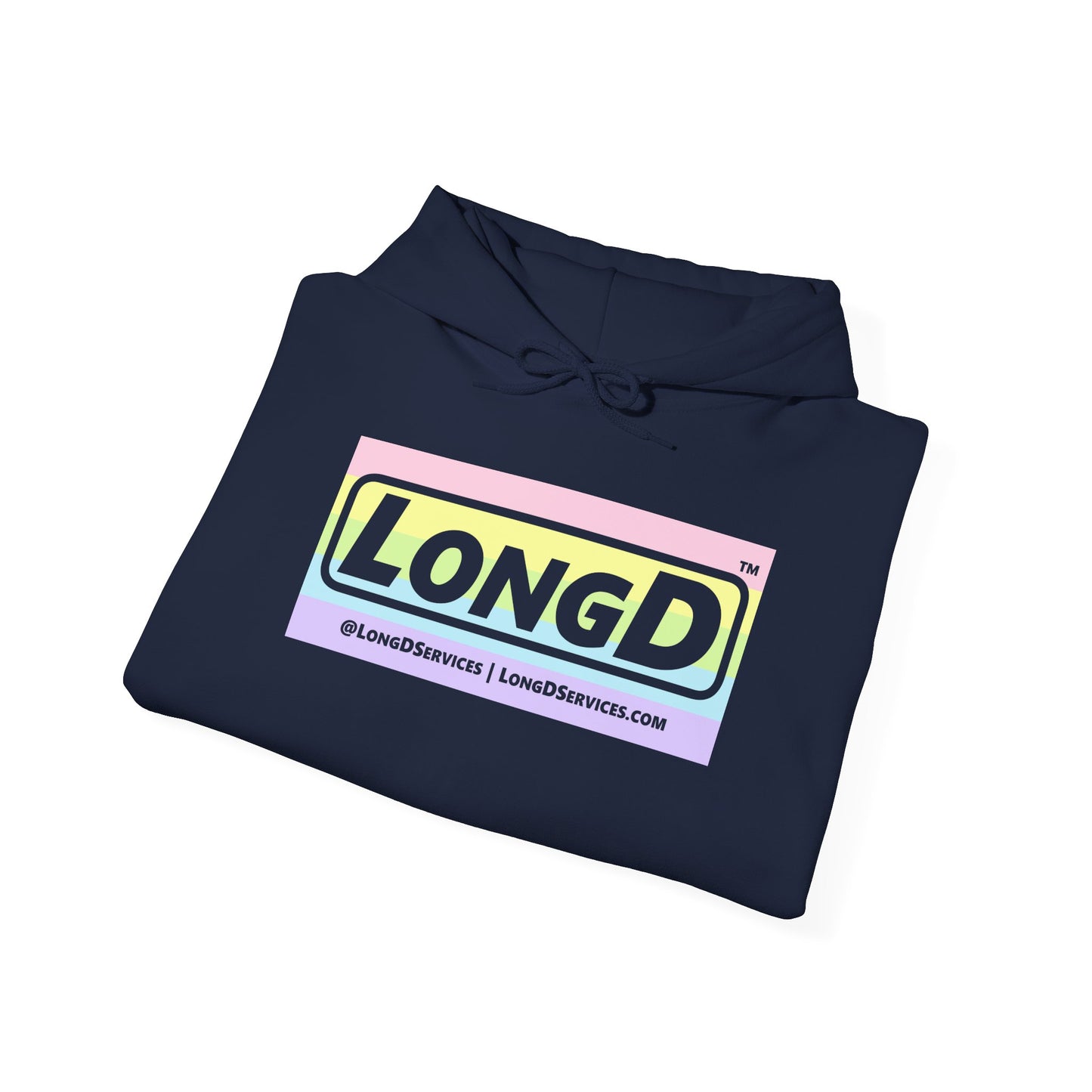 LongD® Logo Hoodie pastel striped negative text coloration