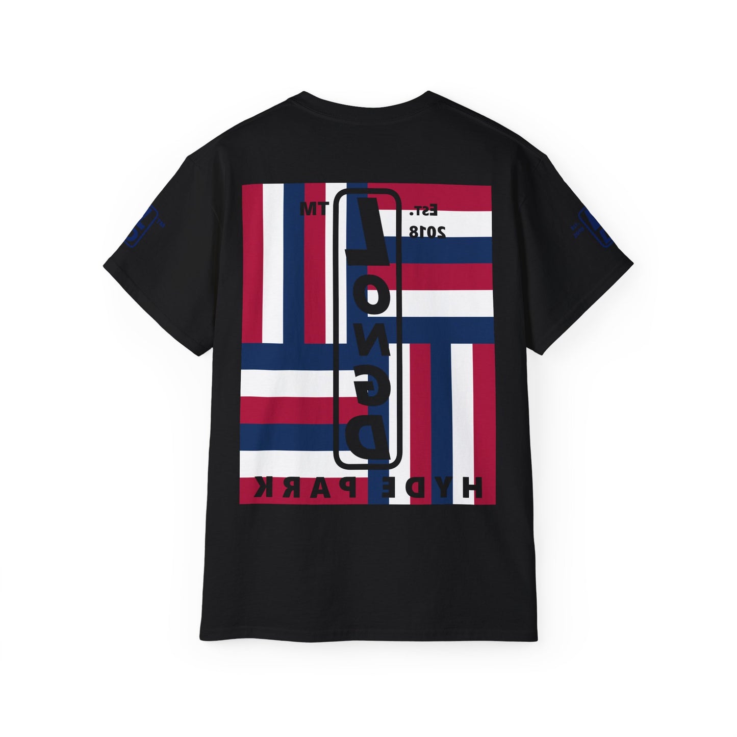 I Burst LongD cotton tee negative windmill 4-print Hyde Park upright logo (Patriotic colors)