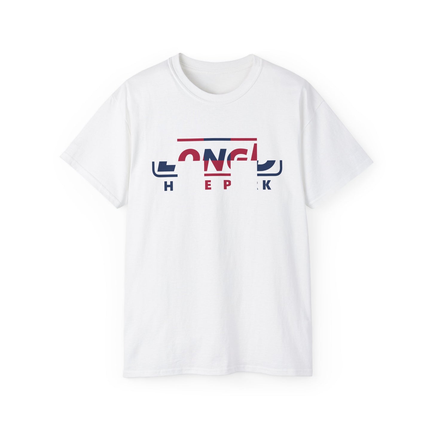 LongD positive 2x5 front-back Hyde Park logo cotton tee (patriotic colors)