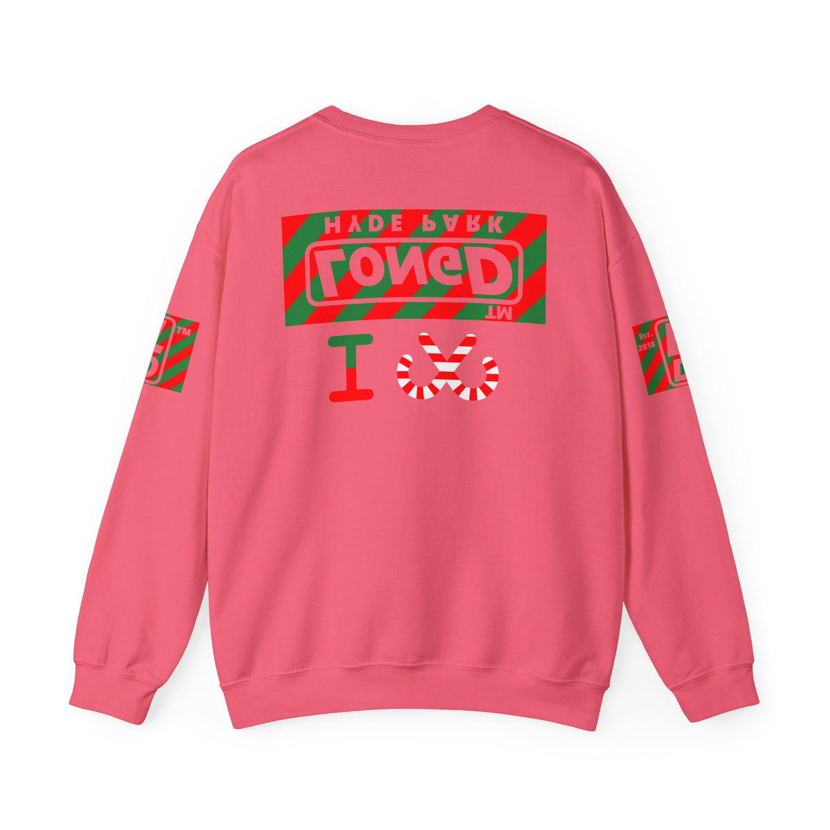 I candy cane LongD Hyde Park negative 12-striped 4-print logo crewneck sweatshirt