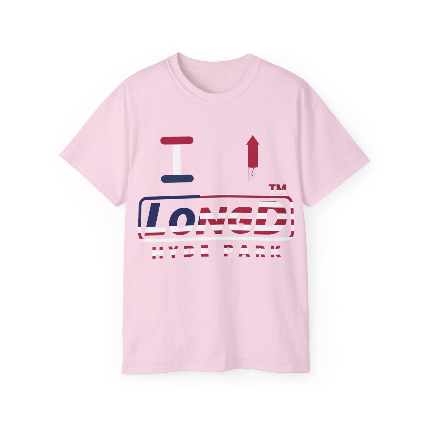I firecracker LongD positive flag Hyde Park logo cotton tee