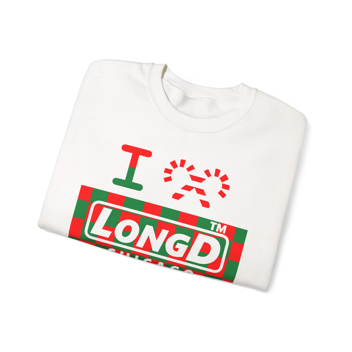 I candy cane LongD Chicago negative checkered logo crewneck sweatshirt