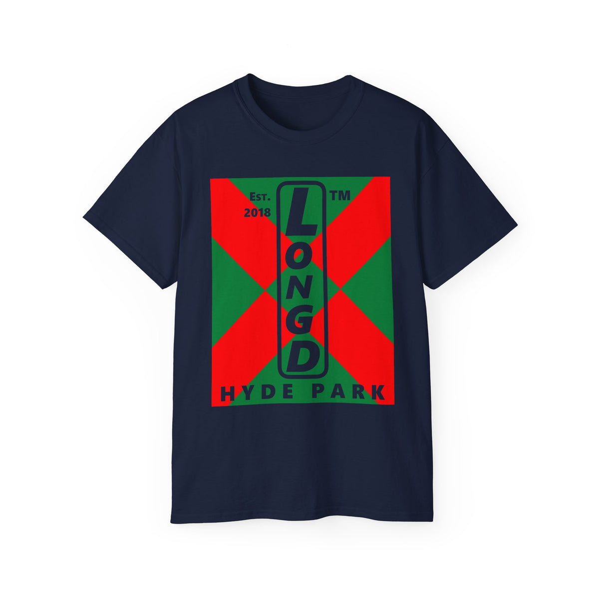 LongD Hyde Park negative upright argyle x logo (Xmas colors) cotton tee