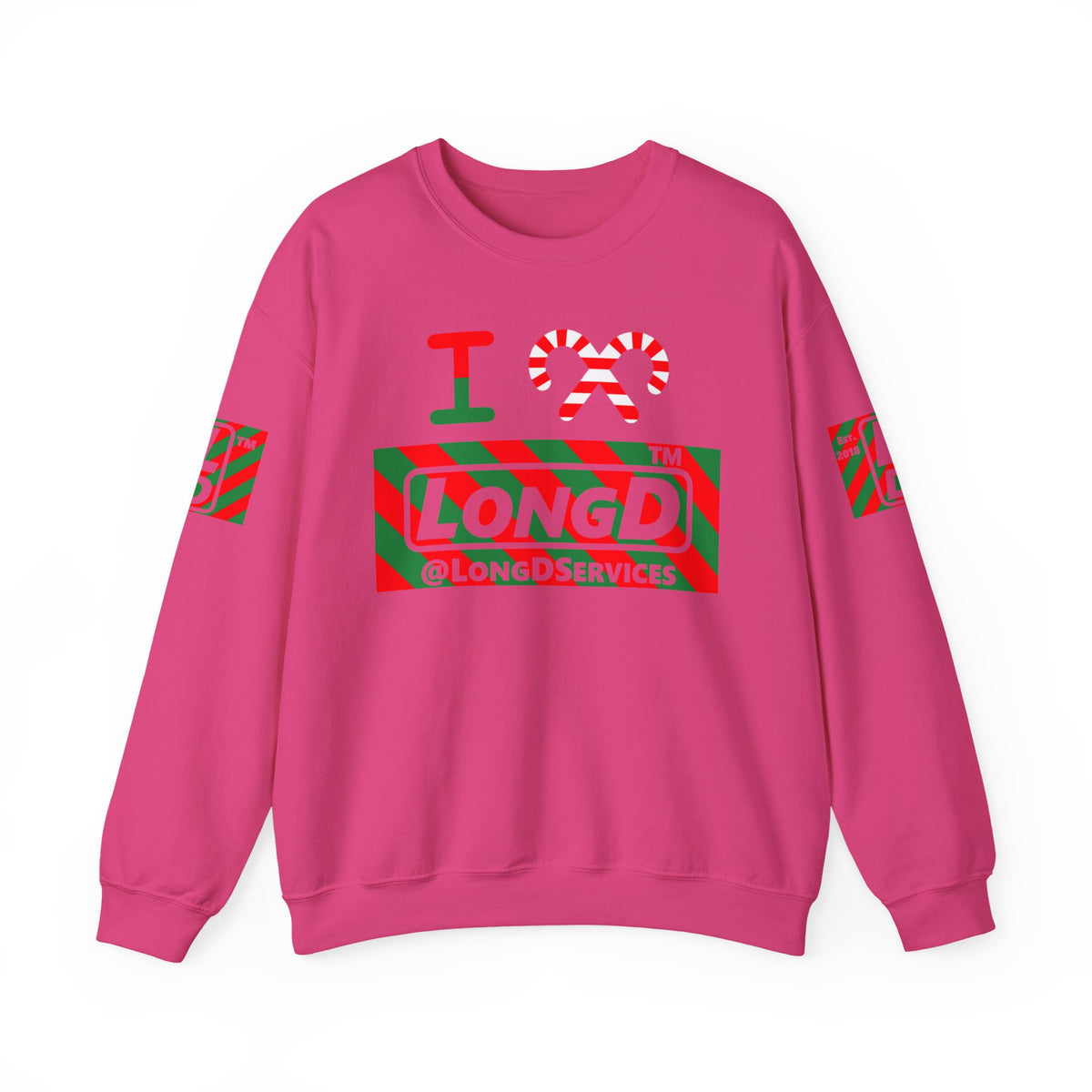 I candy cane LongD Tag negative 12-striped 4-print logo crewneck sweatshirt