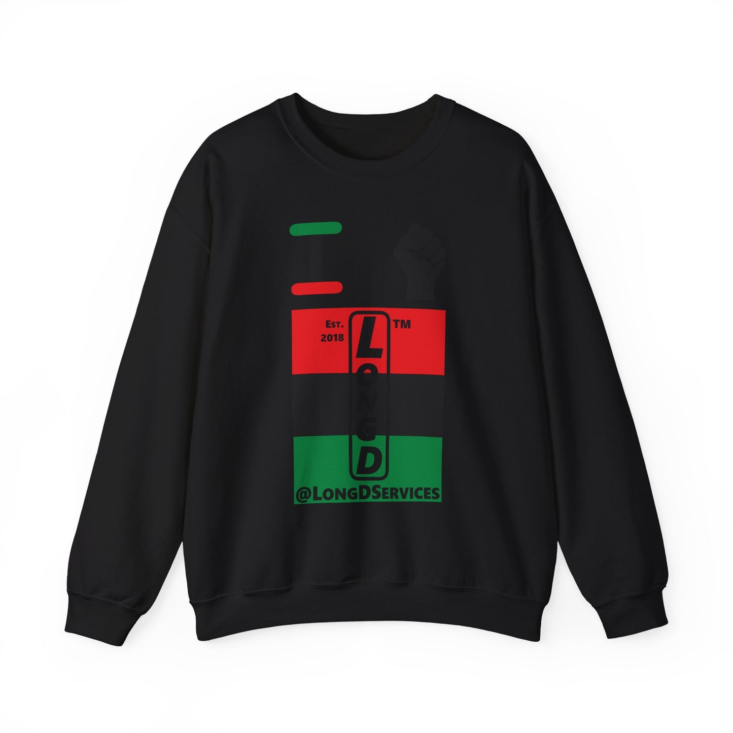 I Fist LongD negative horizontal 3-striped tag upright logo crewneck sweatshirt