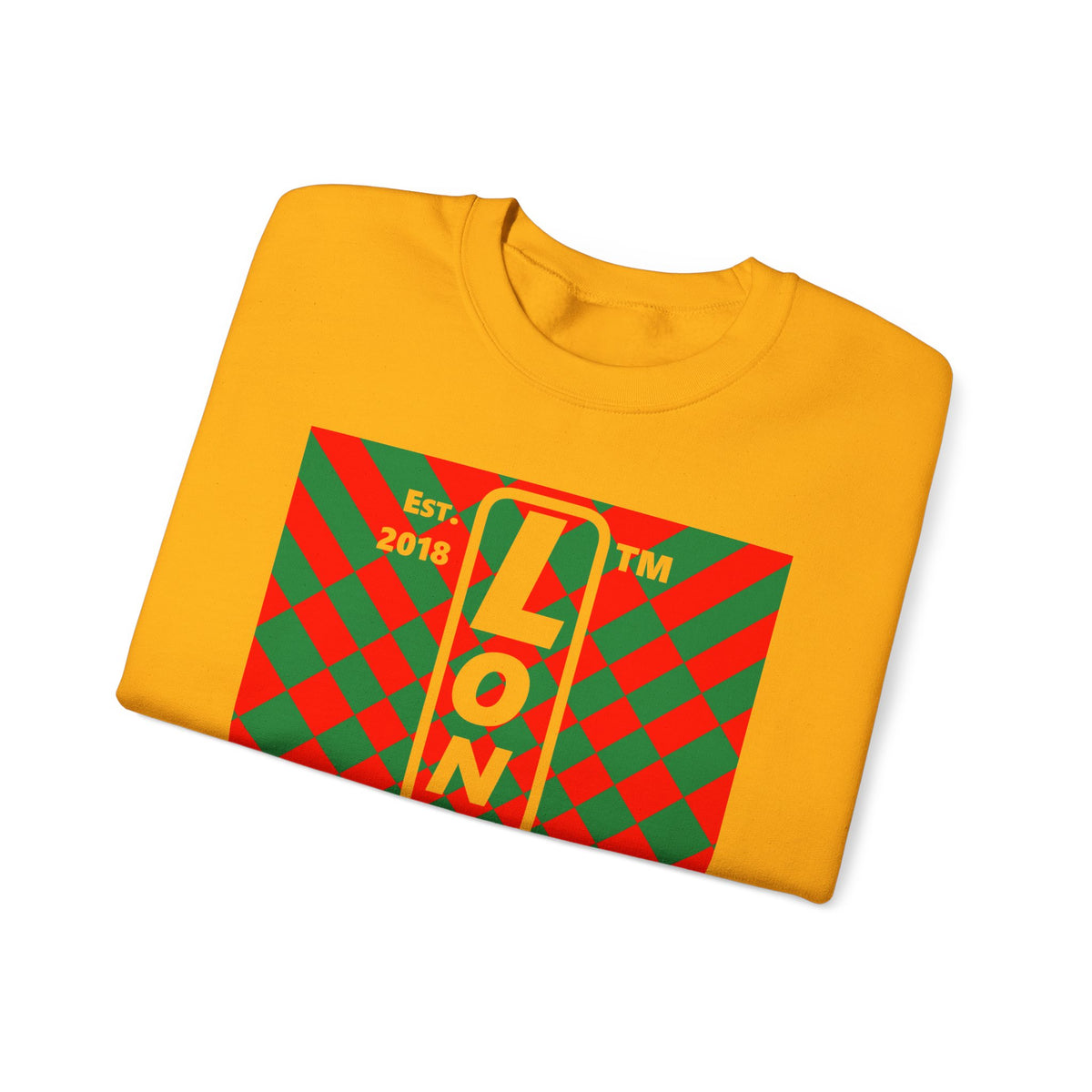 LongD Chicago negative upright stylized argyle 4-print logo (Xmas colors) crewneck sweatshirt