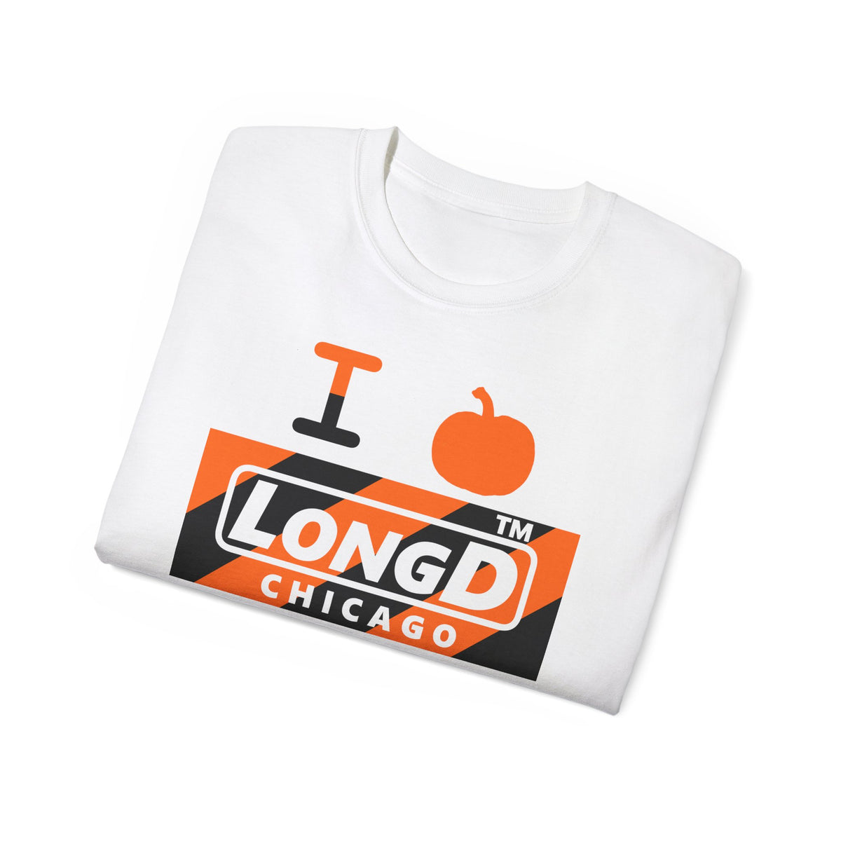 I pumpkin LongD Chicago negative diagonal 6-striped logo cotton tee
