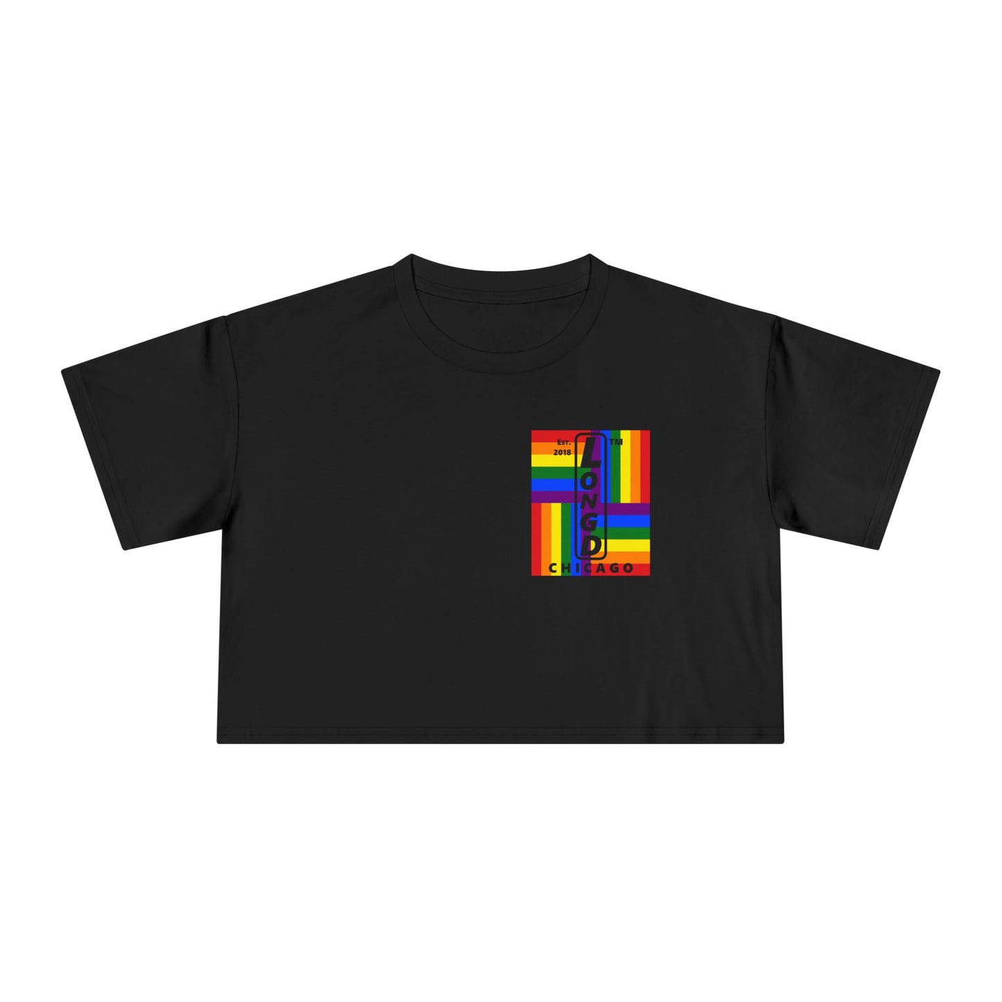Negative windmill upright single-breasted Chicago logo crop tee (Pride colors)