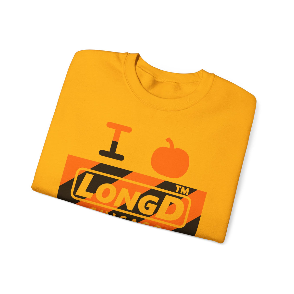I pumpkin LongD Chicago negative diagonal 6-striped logo crewneck sweatshirt