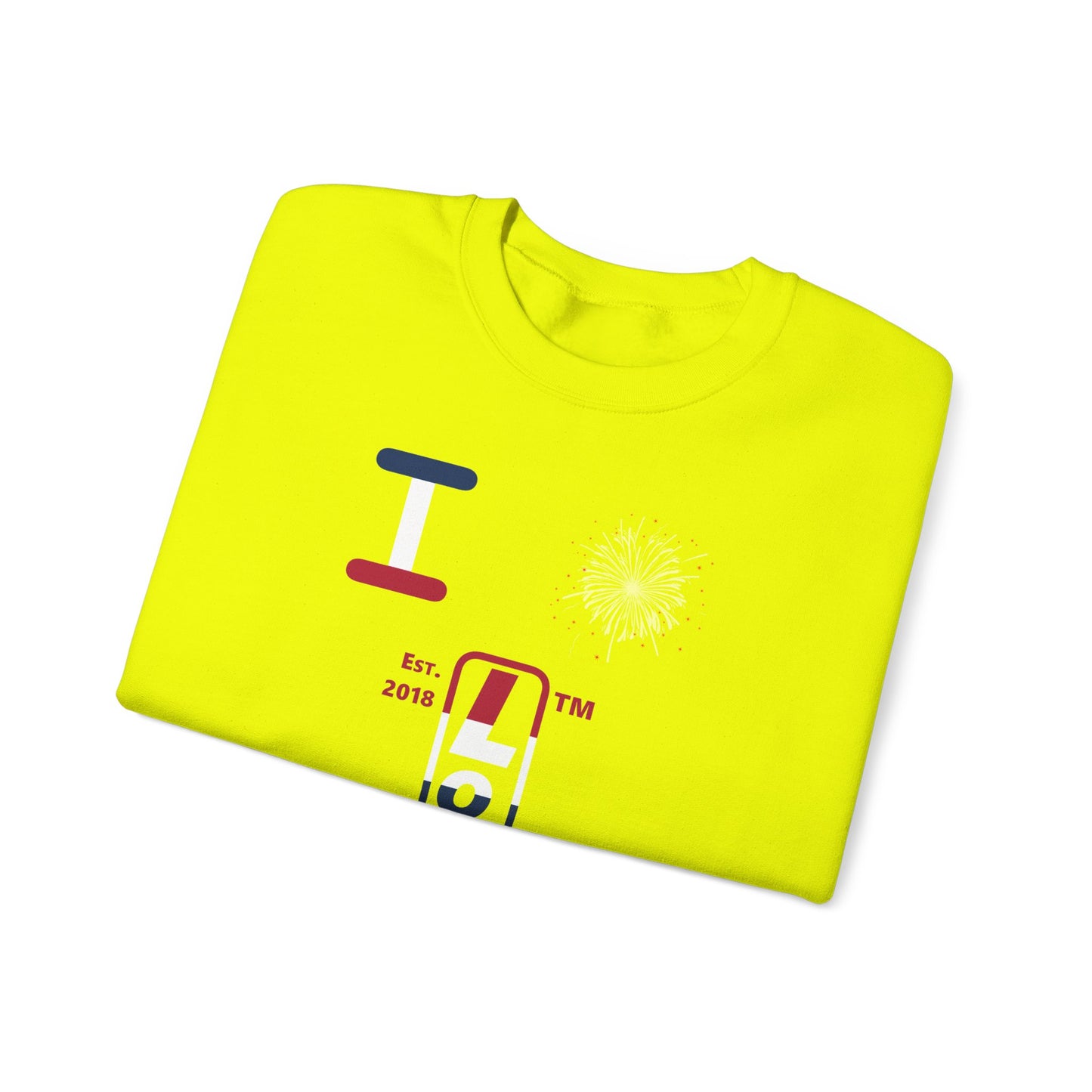 I Burst LongD positive horizontal 6-striped Hyde Park upright 4-print logo crewneck sweatshirt