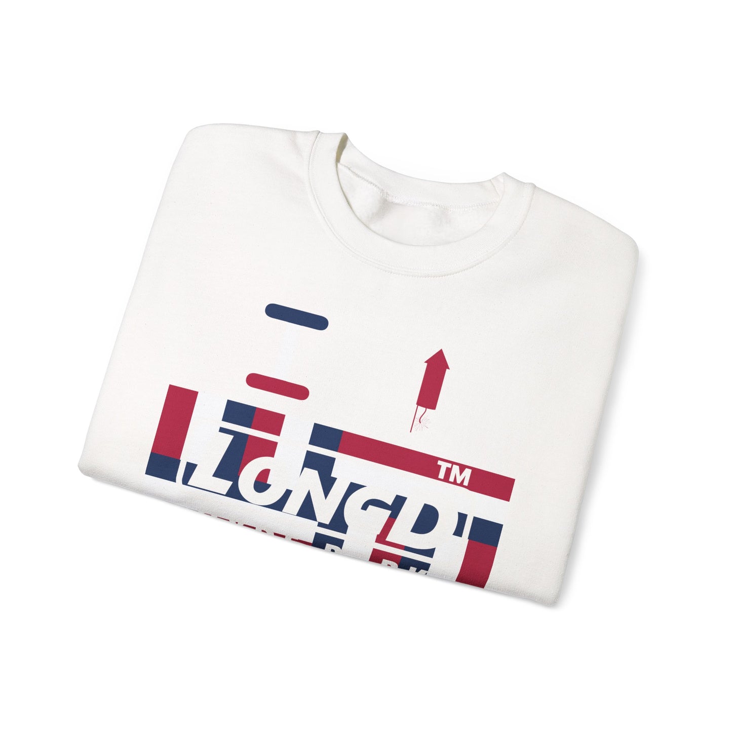 I firecracker LongD negative modified windmill Hyde Park logo crewneck sweatshirt