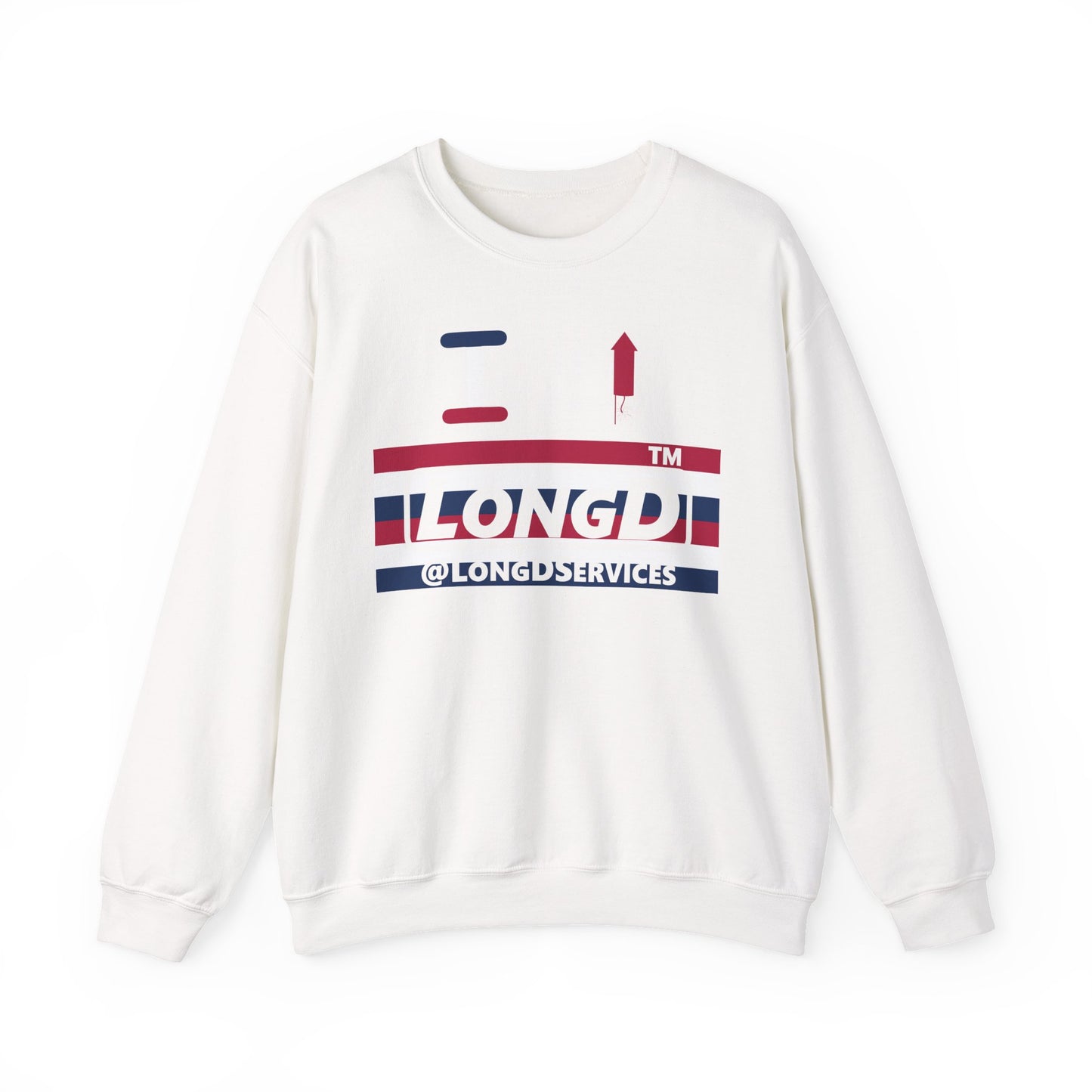 I firecracker LongD negative horizontal 6-striped tag logo crewneck sweatshirt