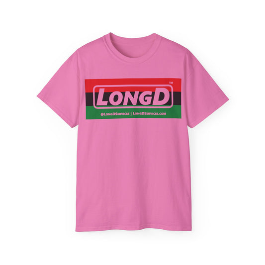LongD® Logo Cotton Tee Juneteenth negative striped text