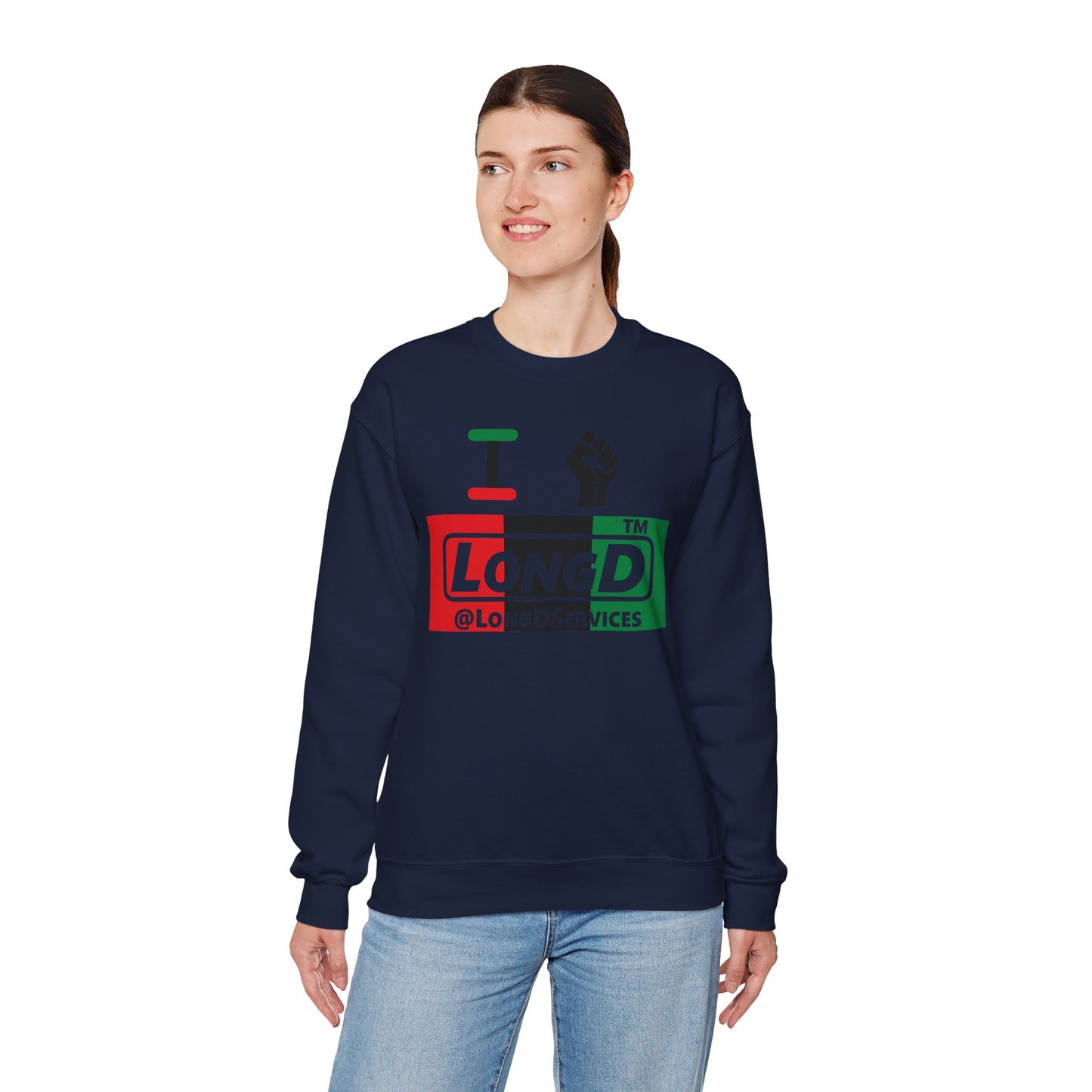 I fist LongD negative vertical 3-striped tag logo crewneck sweatshirt