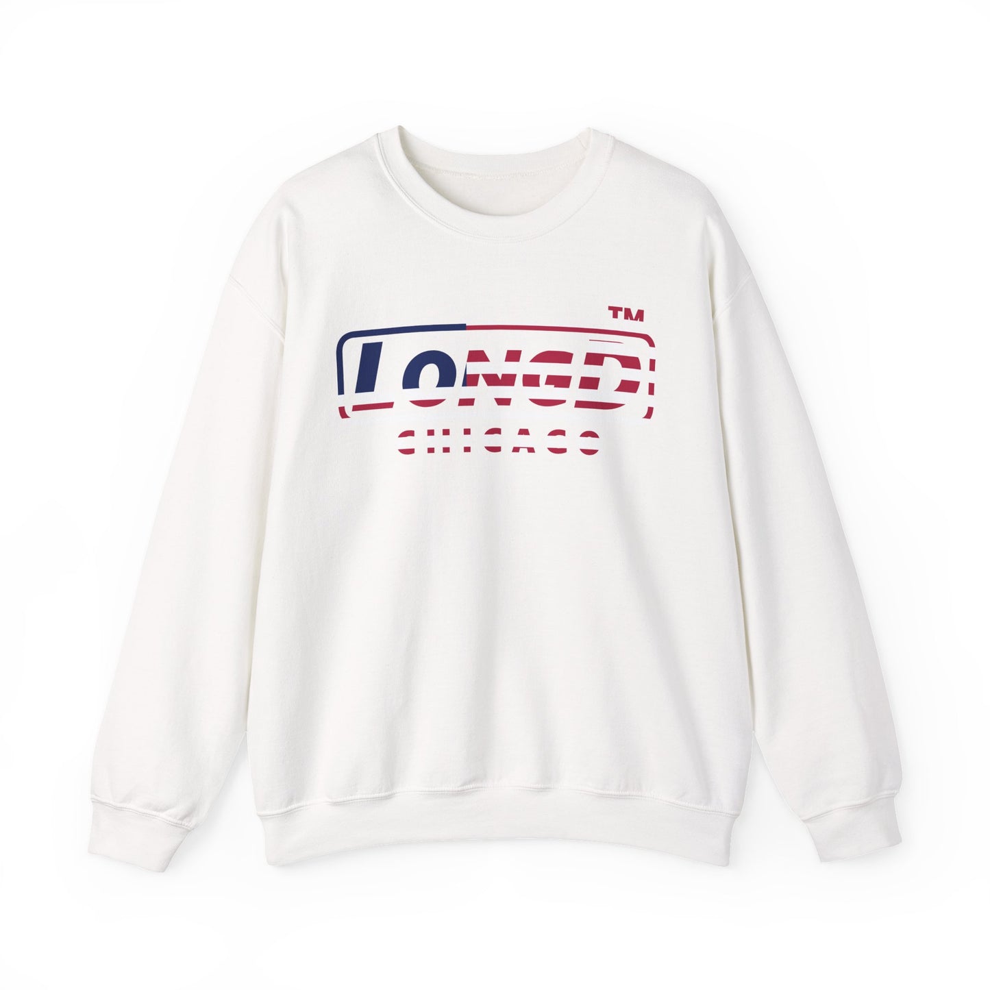 LongD positive flag Chicago logo crewneck sweatshirt (patriotic colors)