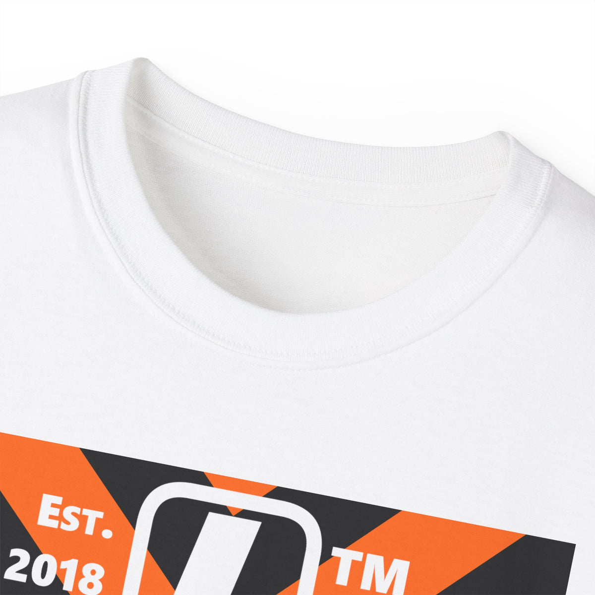 LongD Hyde Park negative upright downward chevron logo (Halloween colors) cotton tee