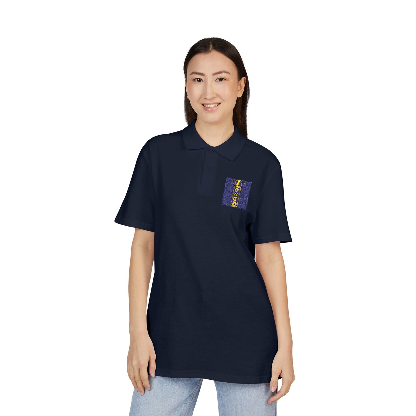 Embroidered LongD reverse official logo upright polo shirt