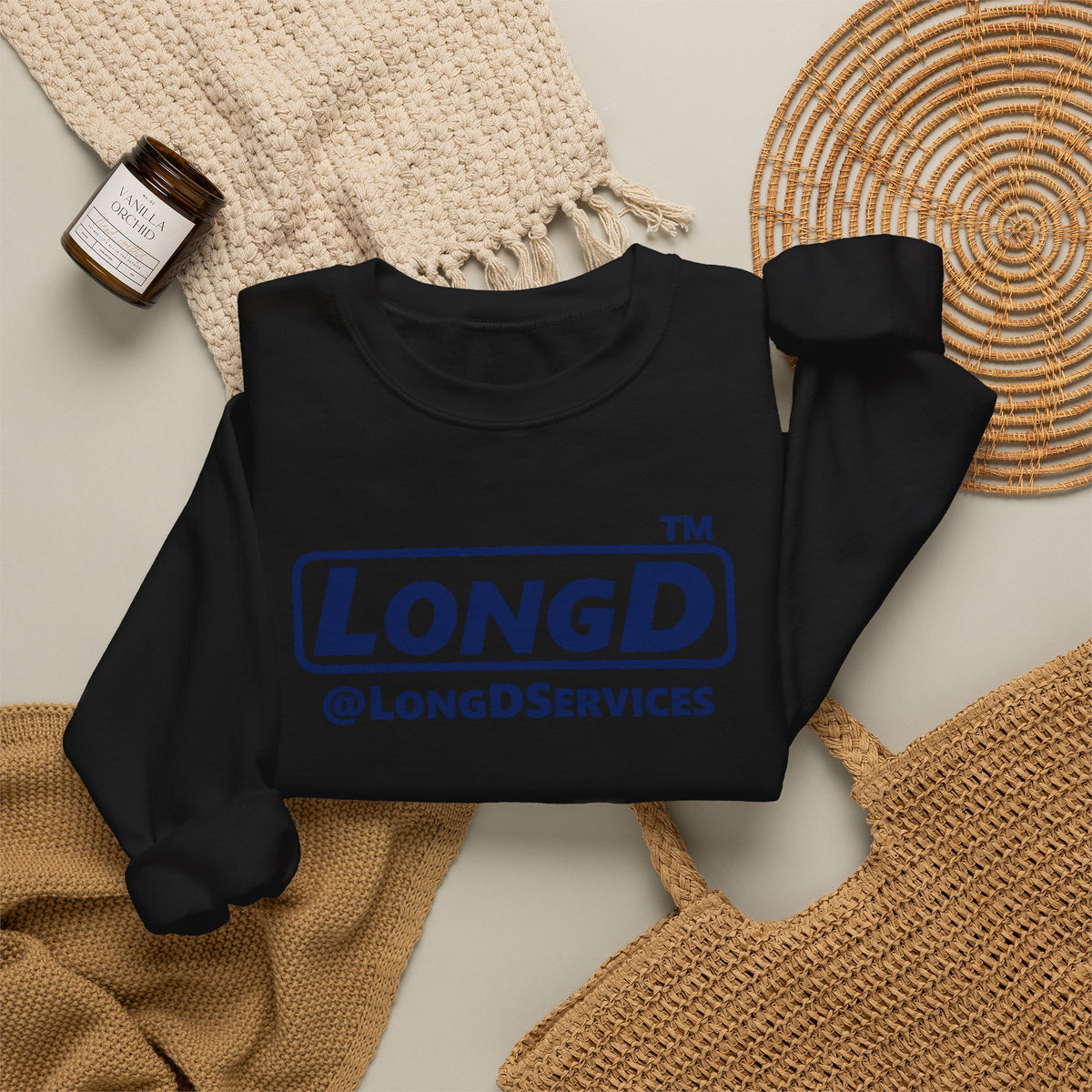 LongD Tag positive basic Navy (002060) logo crewneck sweatshirt