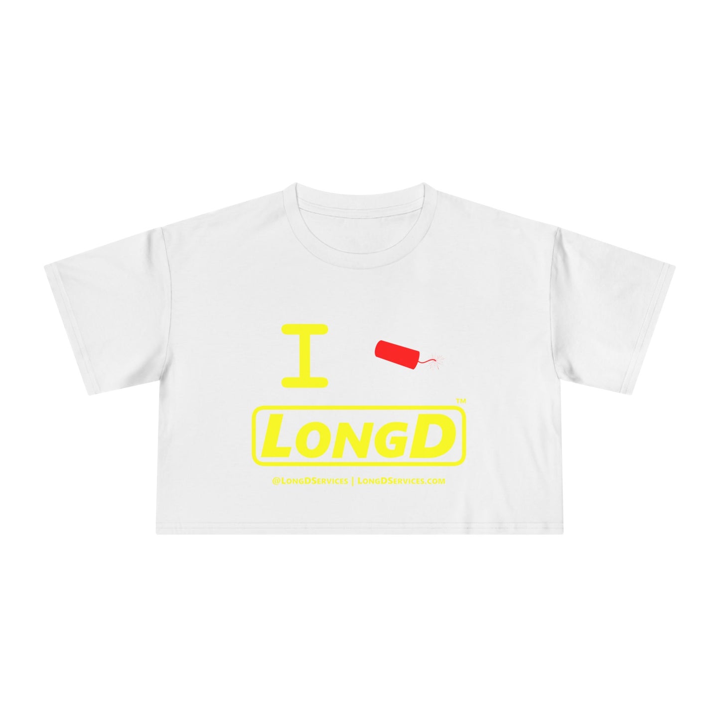 I Firecracker LongD Reverse Logo Women's Crop Tee Red firecracker (no blue or white)