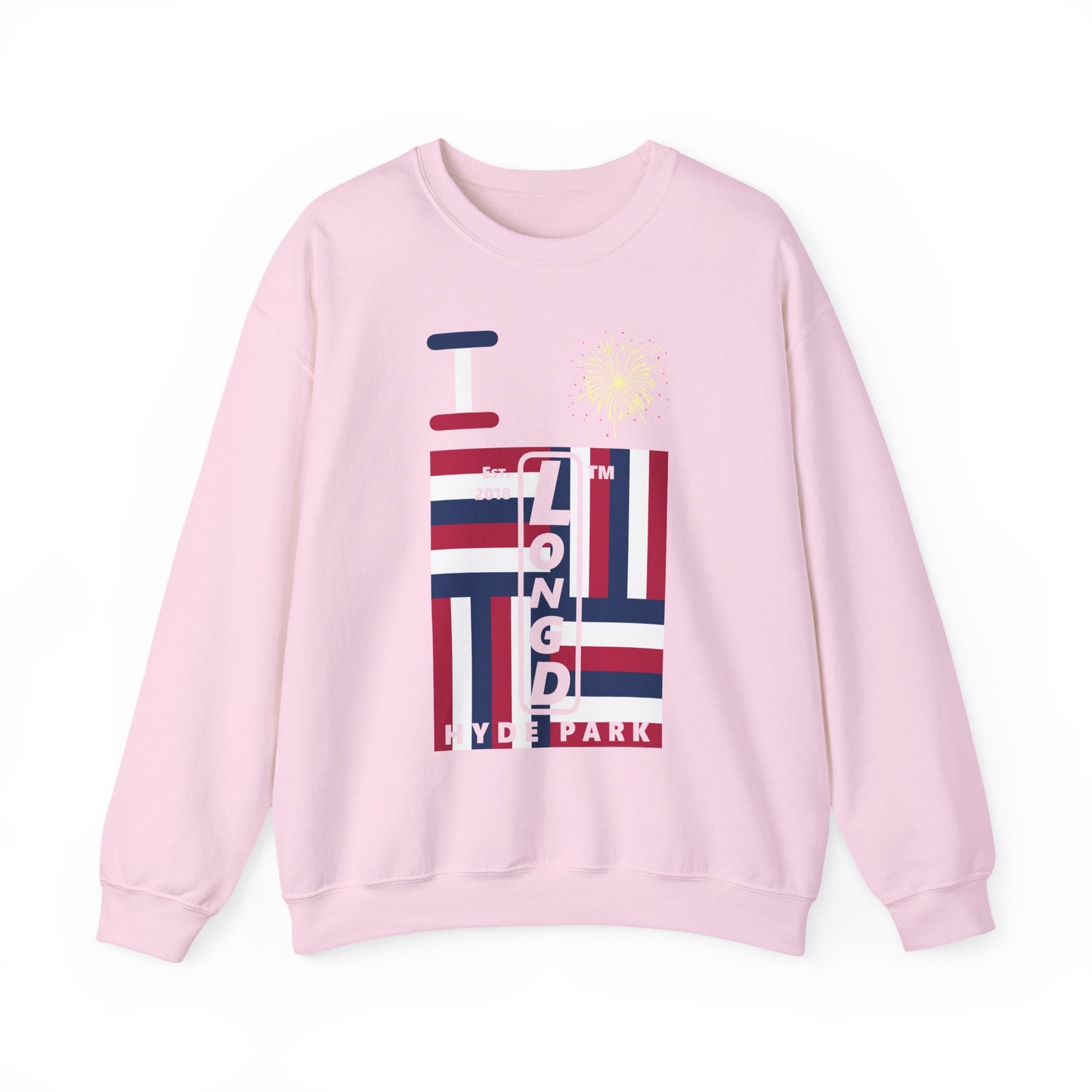I Burst LongD negative windmill Hyde Park upright logo crewneck sweatshirt