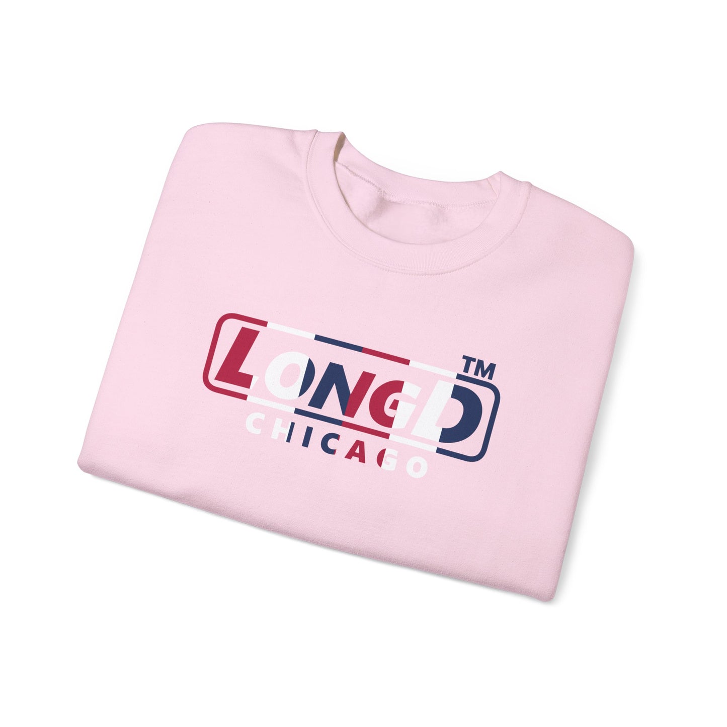 LongD positive vertical 6-striped Chicago logo crewneck sweatshirt (patriotic colors)