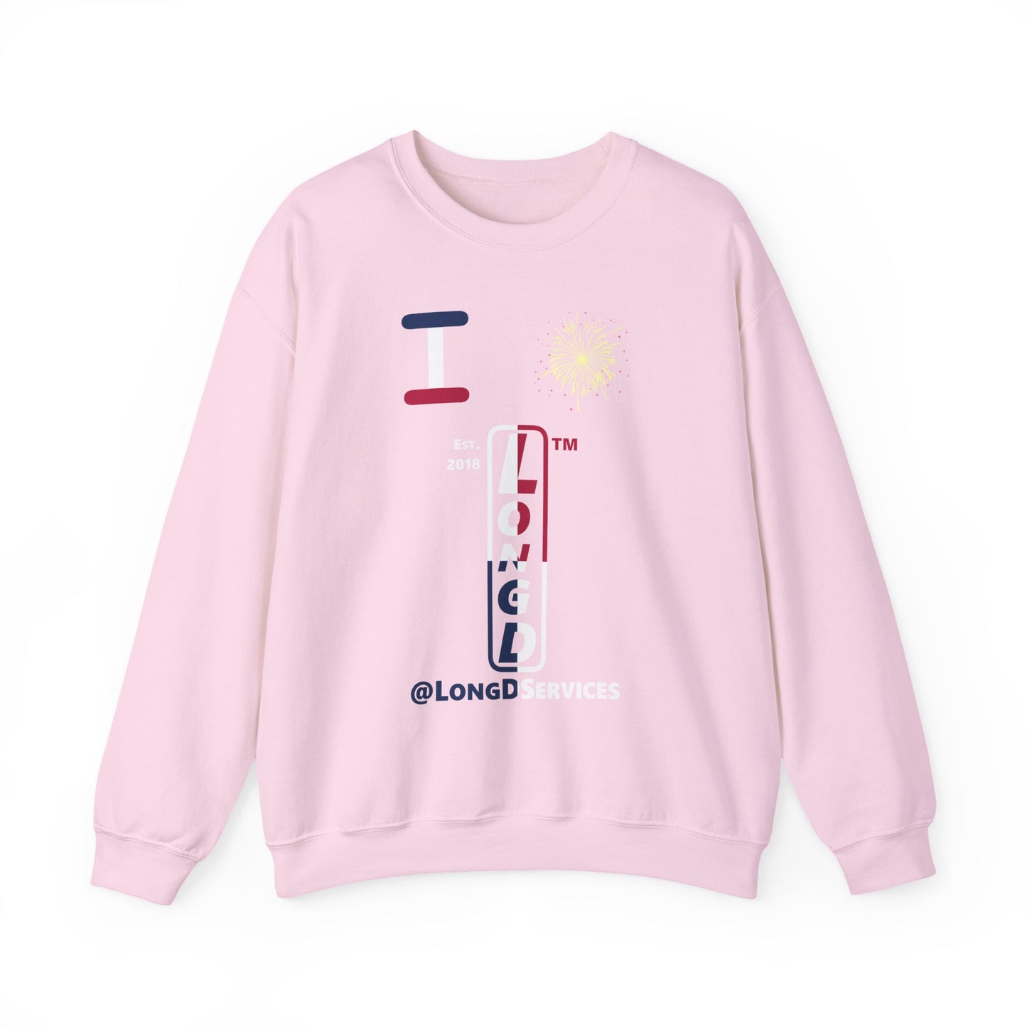 I Burst LongD positive quarters tag upright logo crewneck sweatshirt