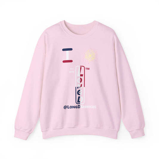 I Burst LongD positive quarters tag upright logo crewneck sweatshirt
