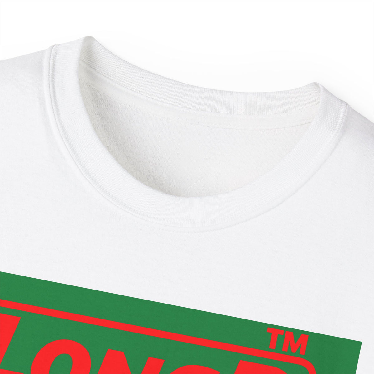 LongD Hyde Park logo positive red on negative green (Xmas colors) cotton tee
