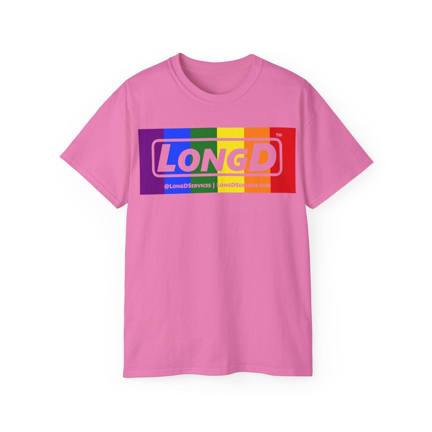 LongD® Logo Cotton Tee Pride rainbow negative text