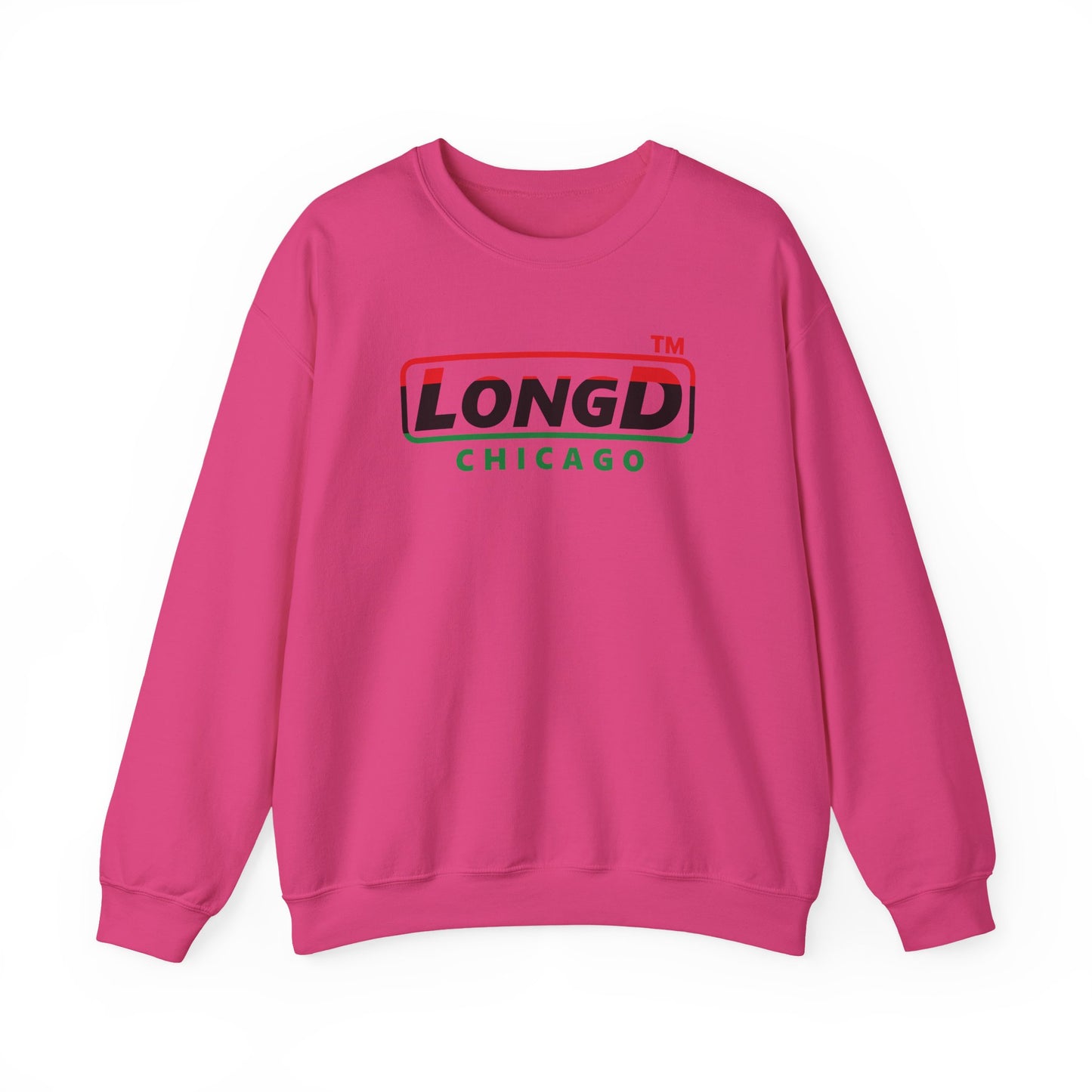 LongD positive horizontal 3-striped Chicago logo crewneck sweatshirt (Juneteenth colors)
