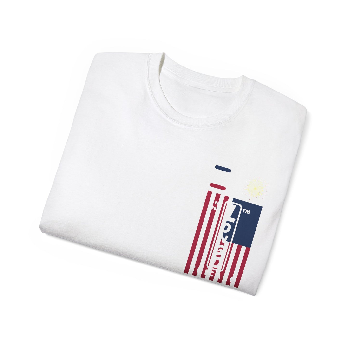 I Burst LongD cotton tee negative cropped flag single-breasted front-back Chicago upright logo (Patriotic colors)