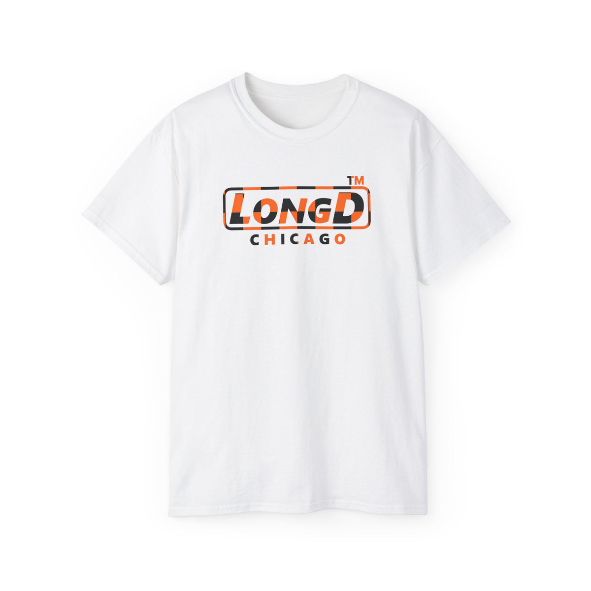 LongD Chicago positive checkered logo (Halloween colors) cotton tee