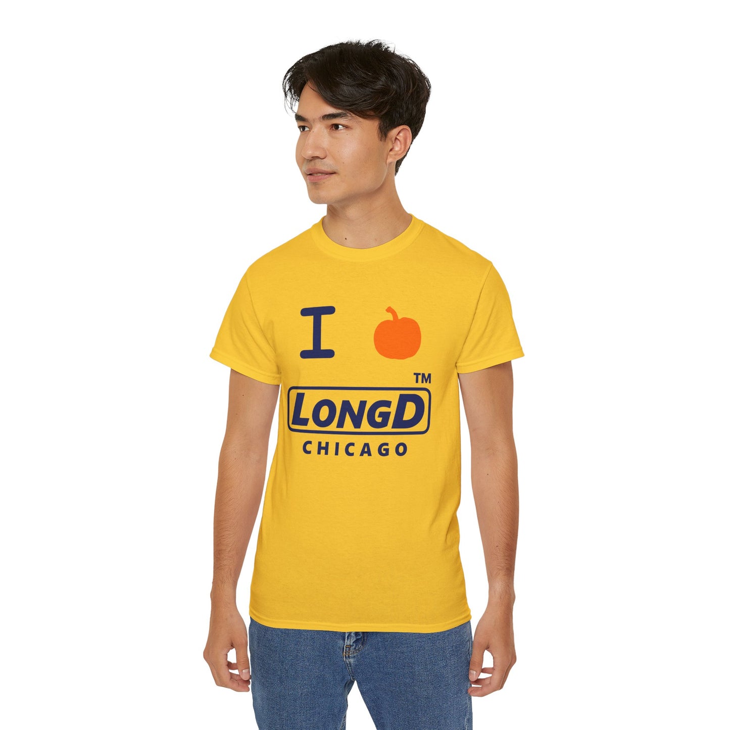 I Pumpkin LongD® Logo Cotton Tee positive blue basic Chicago logo
