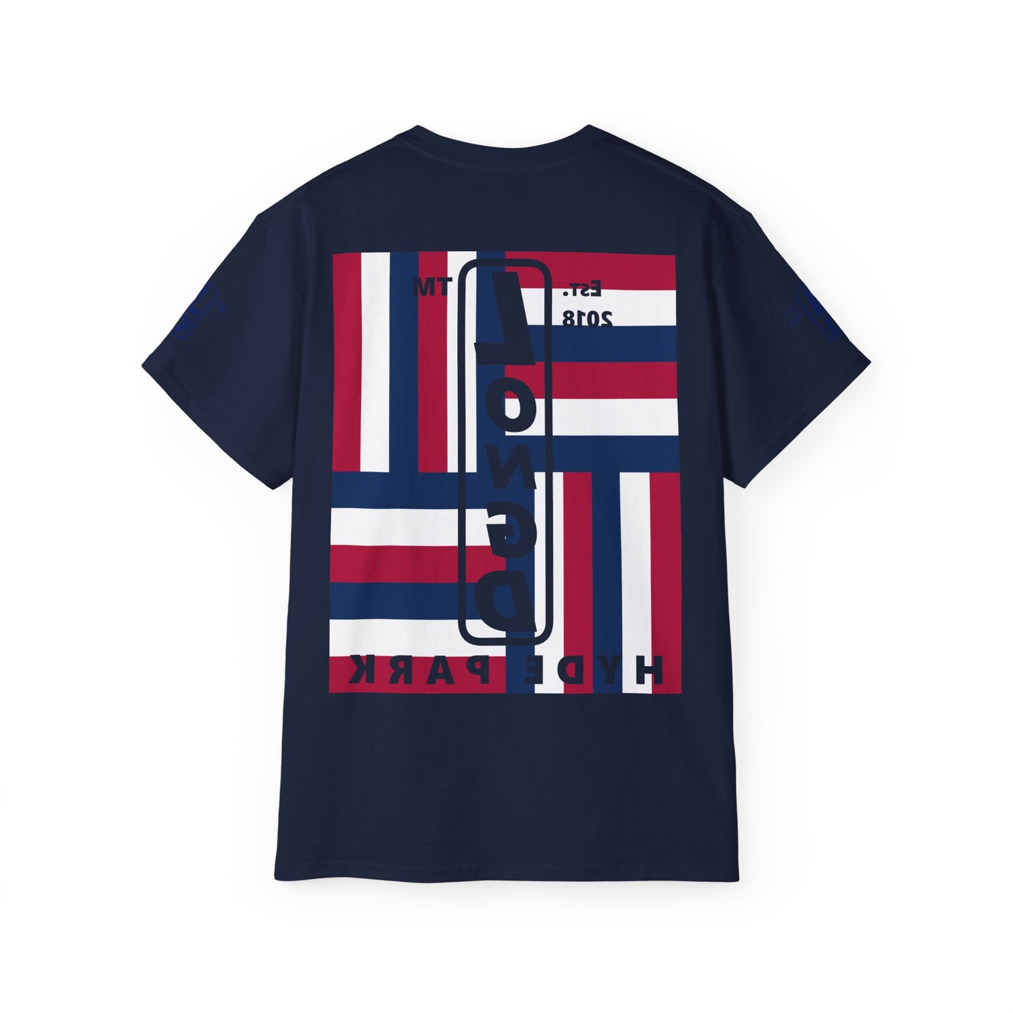 I Burst LongD cotton tee negative windmill 4-print Hyde Park upright logo (Patriotic colors)