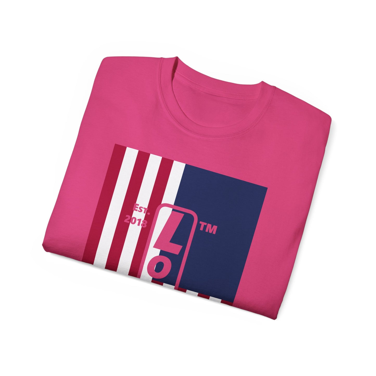 LongD cotton tee negative cropped flag Hyde Park upright logo (Patriotic colors)