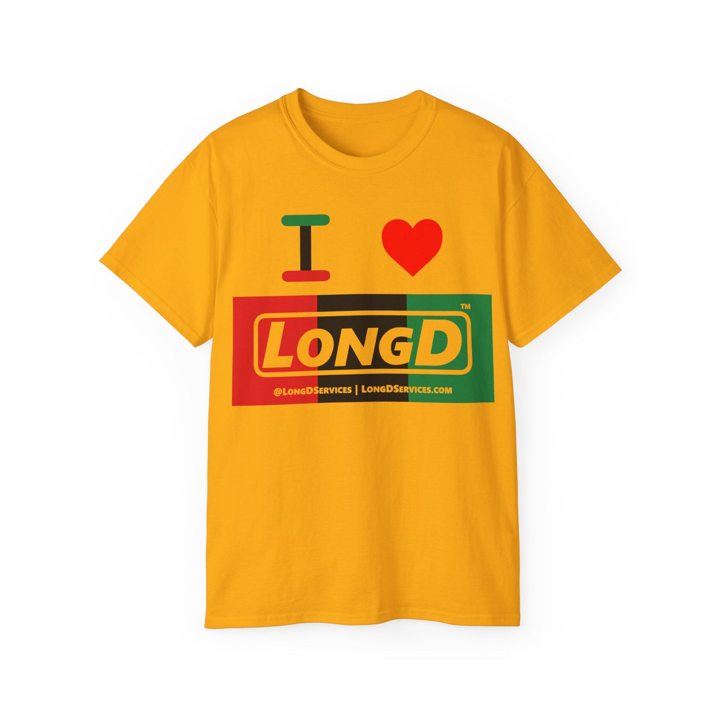 I Luv LongD® Logo Cotton Tee Juneteenth negative thirds text