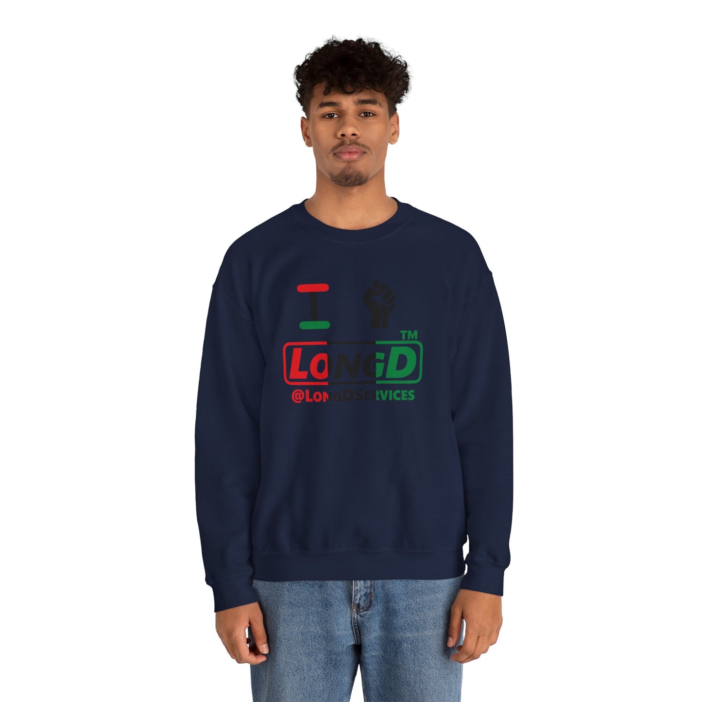 I fist LongD positive vertical 3-striped tag logo crewneck sweatshirt