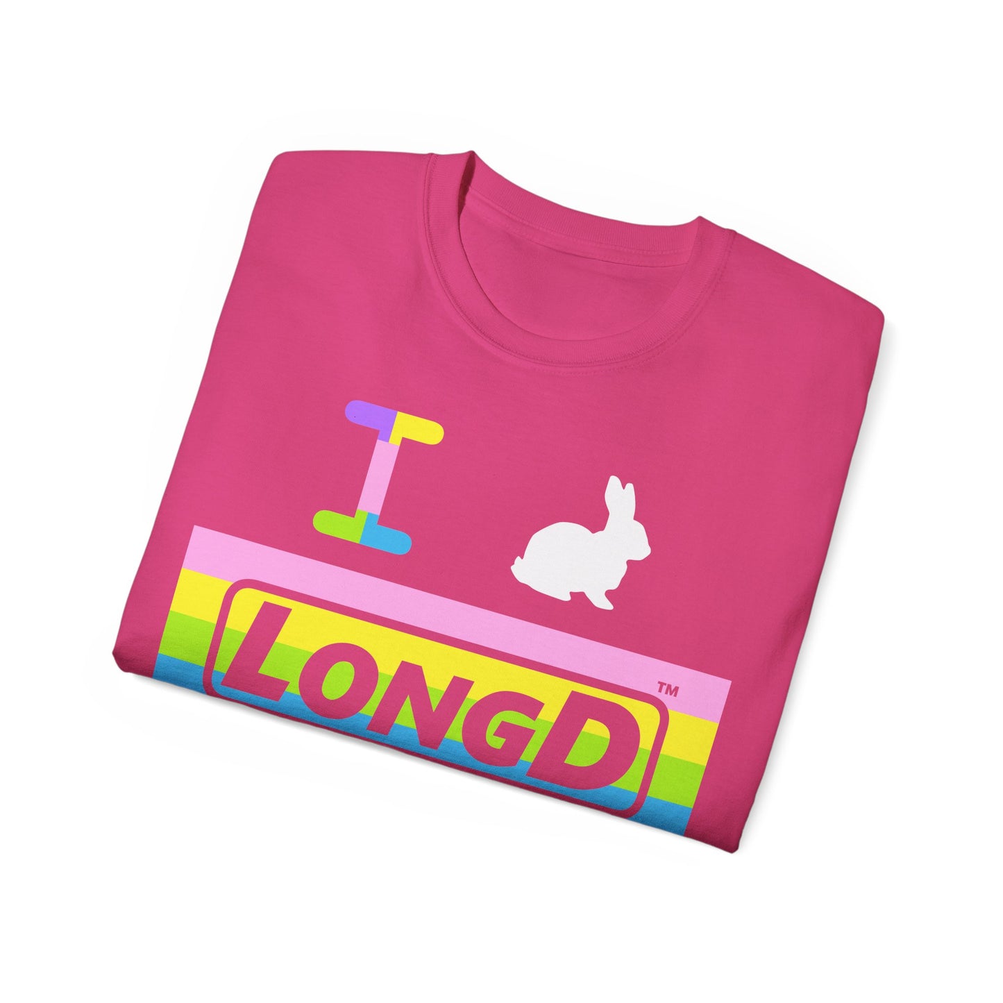 I Bunny LongD® negative horizontal striped Tag-domain Logo Cotton Tee