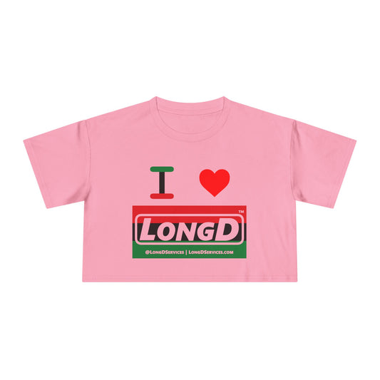 I Luv Logo Women's Crop Tee (Juneteenth striped negative thirds logo)