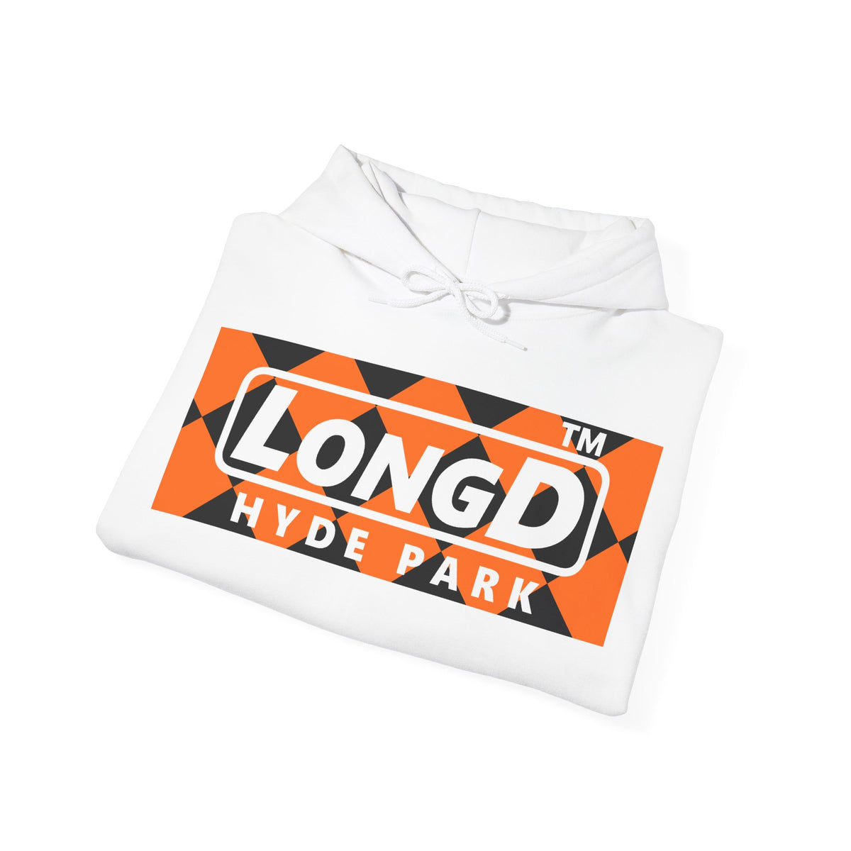LongD Hyde Park negative argyle logo (Halloween colors) hoodie