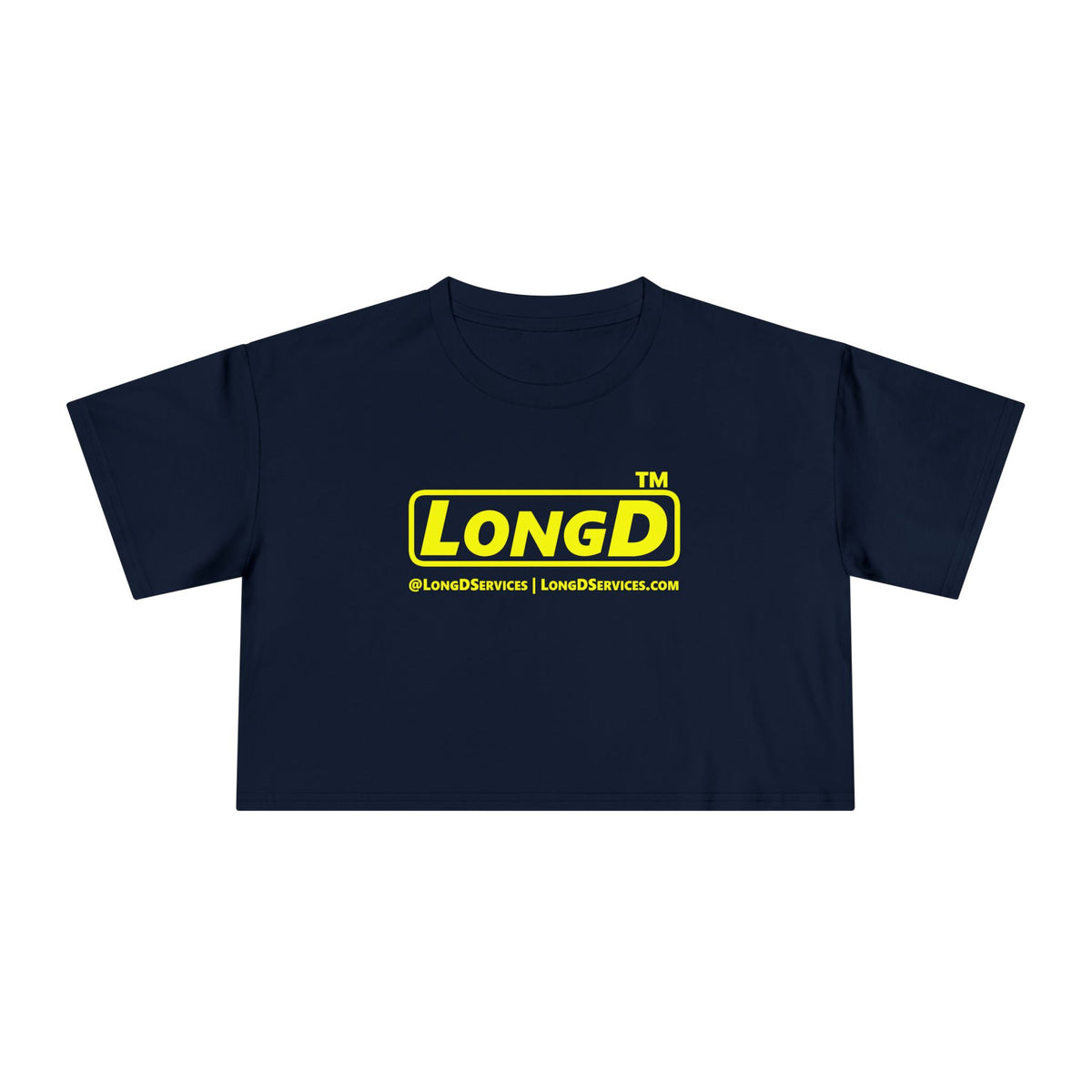 LongD Tag-domain positive alternate basic Yellow (FFFF00) logo crop tee