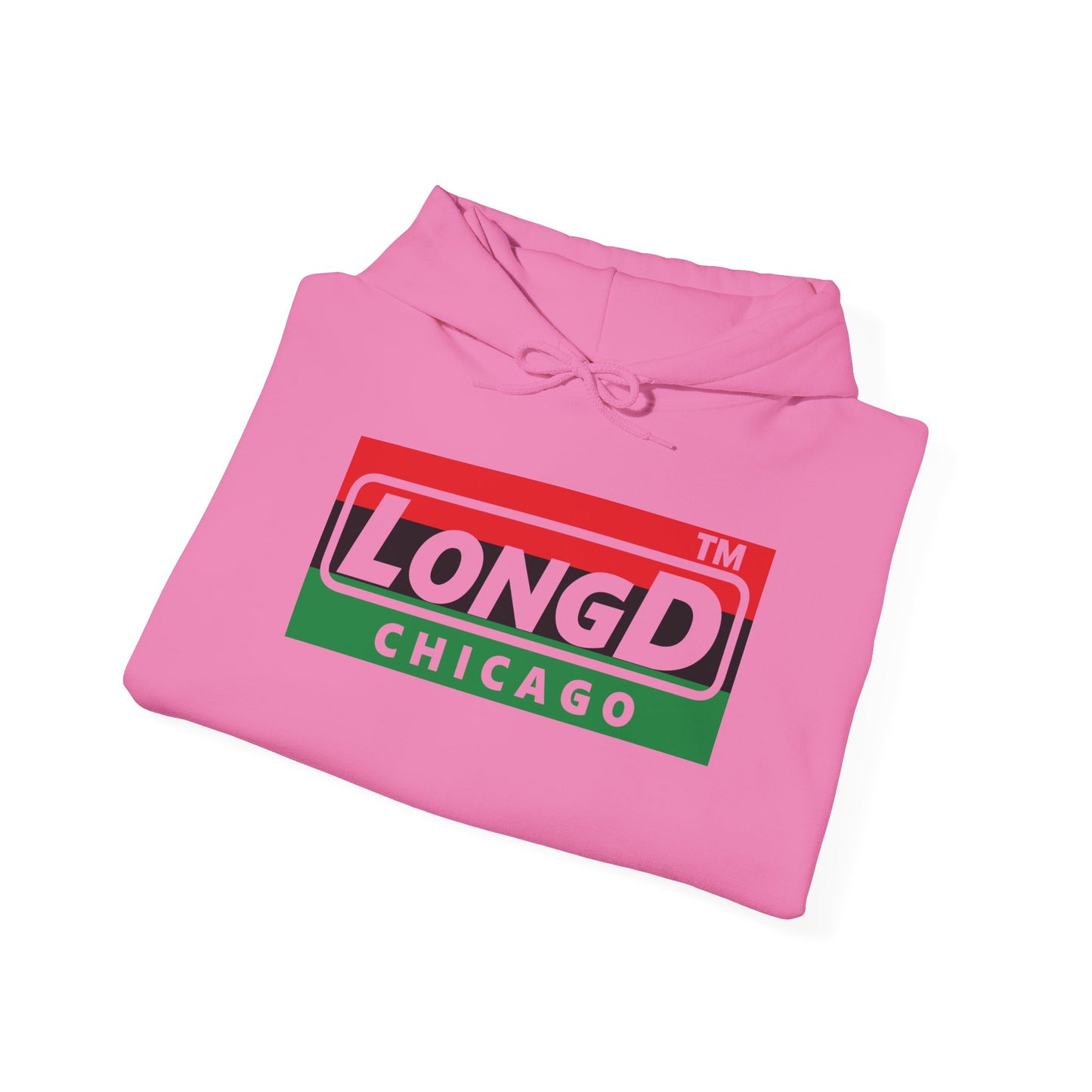 LongD® basic official Chicago 4-print flipped-back logo Hoodie (Juneteenth colors)