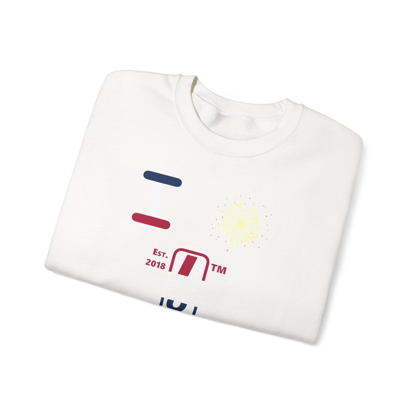 I Burst LongD positive horizontal 6-striped Hyde Park upright 4-print logo crewneck sweatshirt